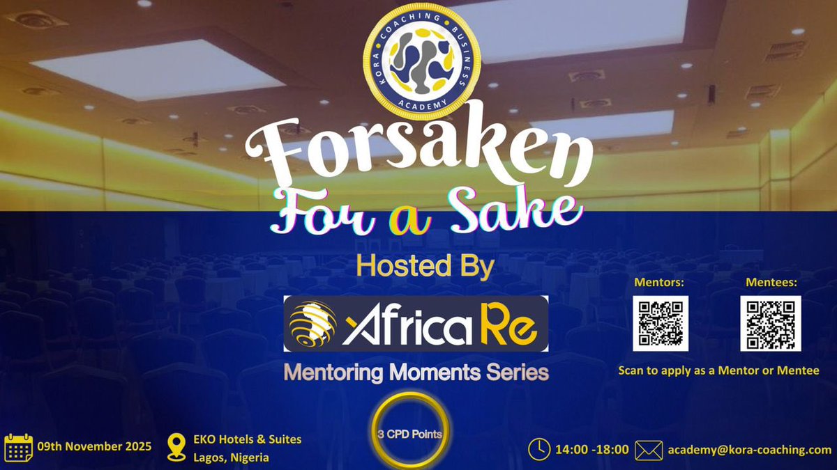 📢 CALL FOR APPLICATIONS 📢

Applications for Mentoring Moments Series - Lagos Edition with <a href="/Africa_RE/">African Reinsurance Corporation</a> are now open.

Are you in Nigeria &amp; desiring to challenge yourself? 

MENTORS apply👉🏾bit.ly/4nA0g7B

MENTEES apply here👉🏾bit.ly/4nwuZSX

Deadline: 10/10/2025