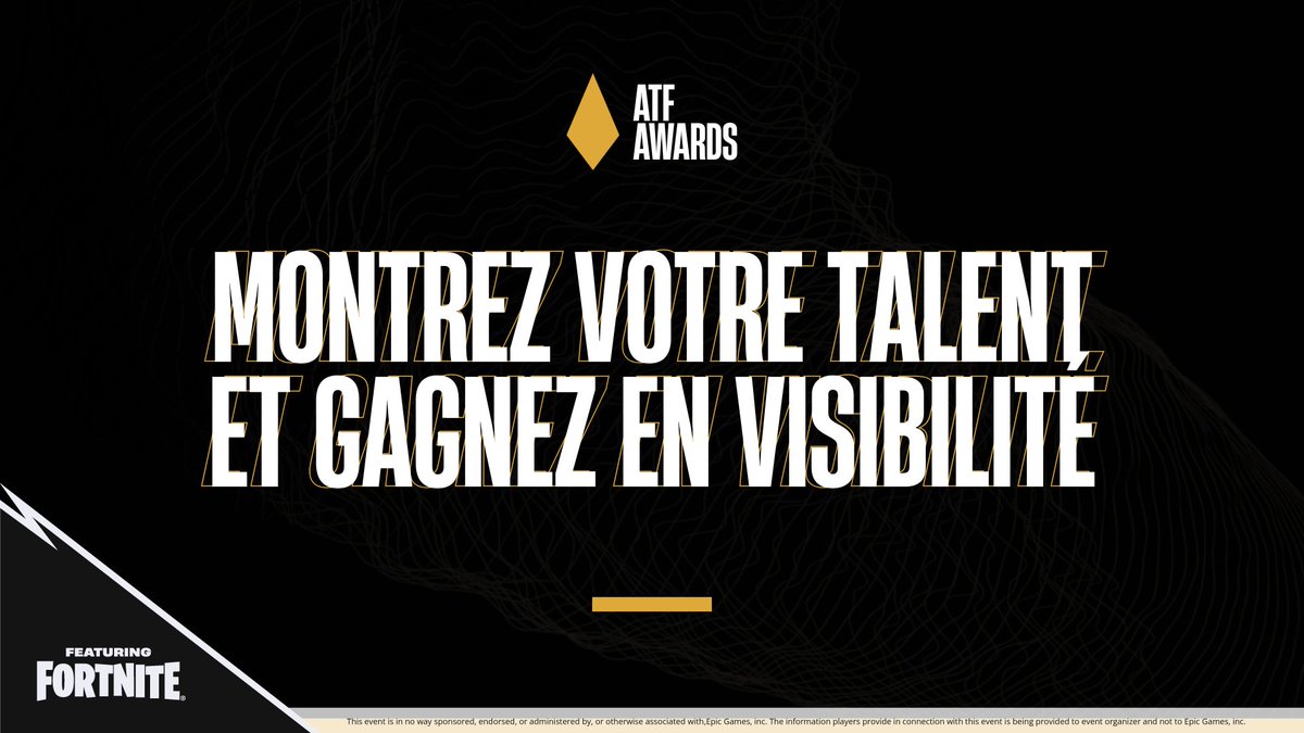 Les inscriptions aux ATF Awards sont ouvertes !

Vous êtes une équipe esport amateur, créateur de contenu ou mappeur sur Fortnite ?

❯ Valorise ton projet : 3€ offerts au gagnant de chaque catégorie.
Inscriptions : bit.ly/atfawards-gg

Bonne chance à vous !
#ATFAwards