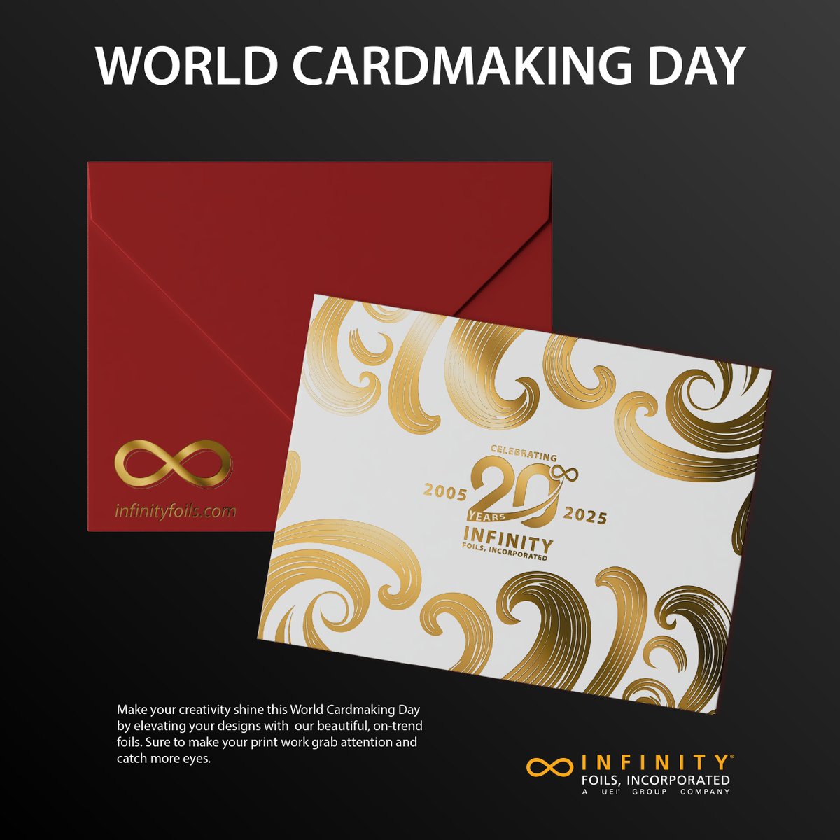 InfinityFoils's tweet photo. Time to celebrate World Cardmaking Day with Infinity Foils! While you’re designing your next project – design it with the world’s most glorious foil. Our wide selection of hot, cold, and digital foils gives you a plethora of choices. We wish you an amazing ‘Creative’ Day. https://t.co/LbXNfqNxM8