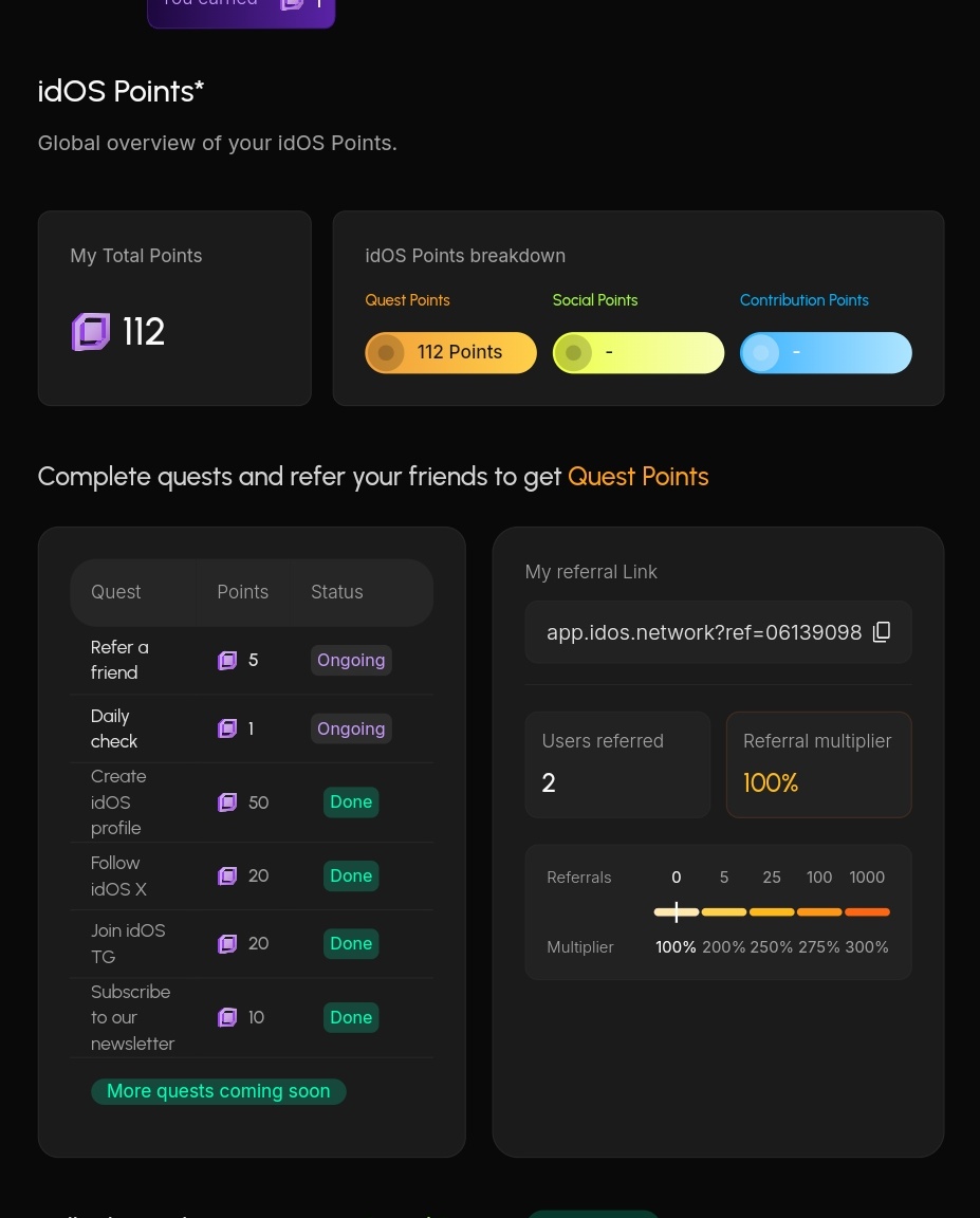 Selam arkadaşlar günlük giriş yapıp .<a href="/idOS_network/">idOS</a> üzerinde puanımı claim yaptım 
giriş yapmadıysanız buradan giriş yapın.

app.idos.network/?ref=06139098

Şuan içerik üreterek @wallchain_xyz
Üzerinde arzın 0.8 üzerinden dağıtım olacak.

Yaklaşık 19 gün var şansınızı deneyin