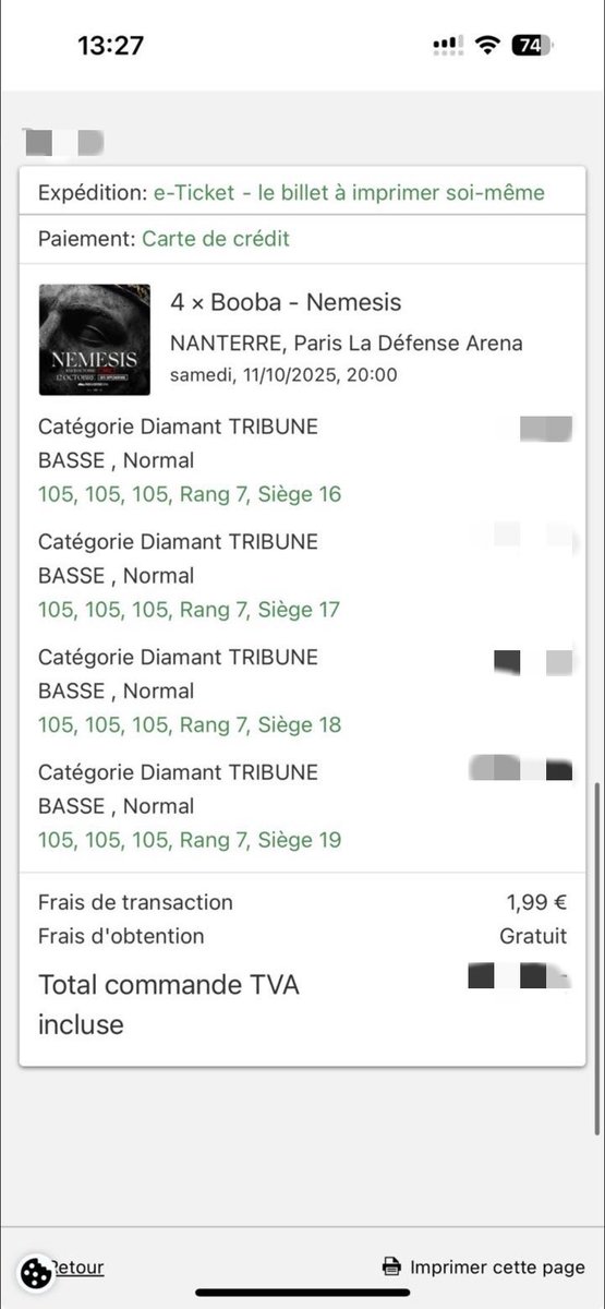 mthyss277's tweet photo. 4 PLACE DE CONCERT BOOBA du 11/10/2025 (en diamant tribune)E-ticket à vendre https://t.co/0TWVDtu5XA