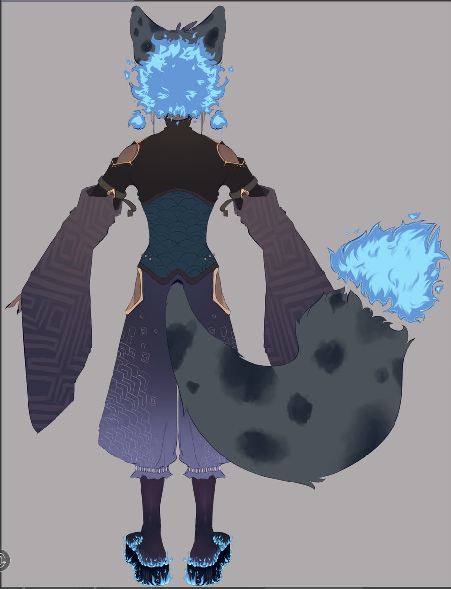 Finished his backside today as well alongside the almost finished weapon for his luv. Óuò<3

#GenshinImpact #oc