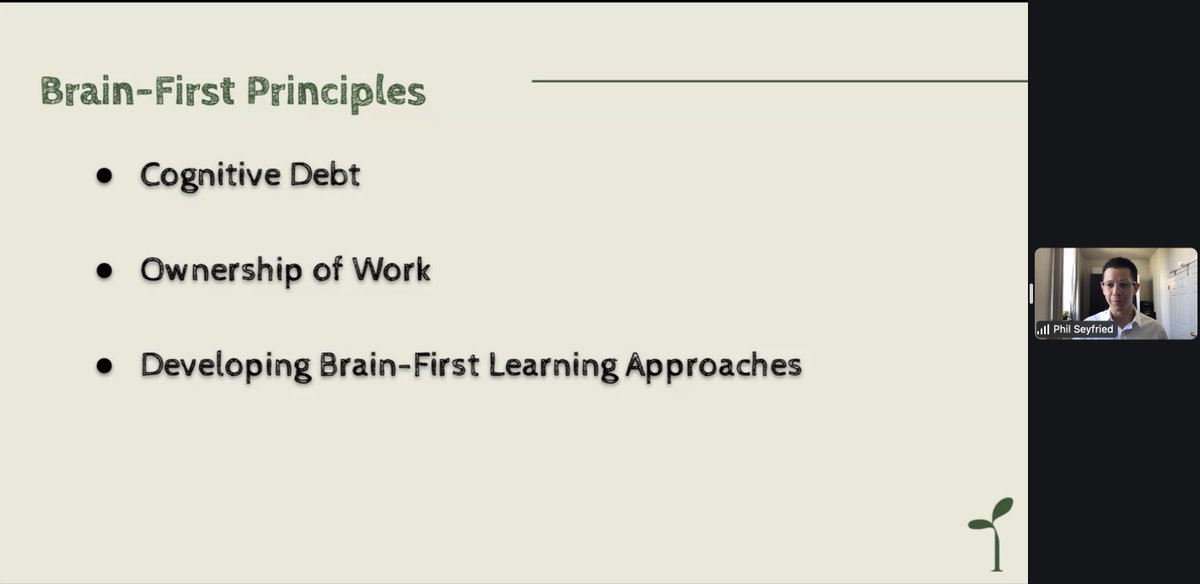 DonnaMacaluso's tweet photo. Thanks, @SeyfriedPhilip, for the important reminder about Brain-First Principles with AI for Ss &amp; Ts, and showing us how AI can be a coach for Ts, especially when giving Ss specific feedback! @MossflowerRWP https://t.co/OSY3R7ItPw