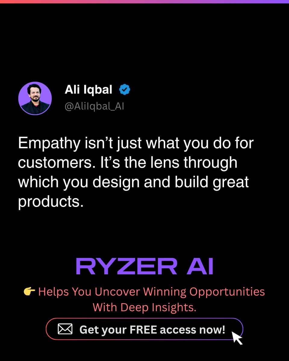 AliIqbal_AI's tweet photo. Think about the products or services you love most.
Chances are, they solve problems you didn’t even know you had.👇
#Inventegy #AI #RYZER #OpenAI #ChatGPT #Anthropic #LLM #DeepSeek #Gemini #BusinessGrowth #Product #ProductManagement #Sales #Marketing #Leadership #CEO #CPO #CMO https://t.co/vwtHICWXqg