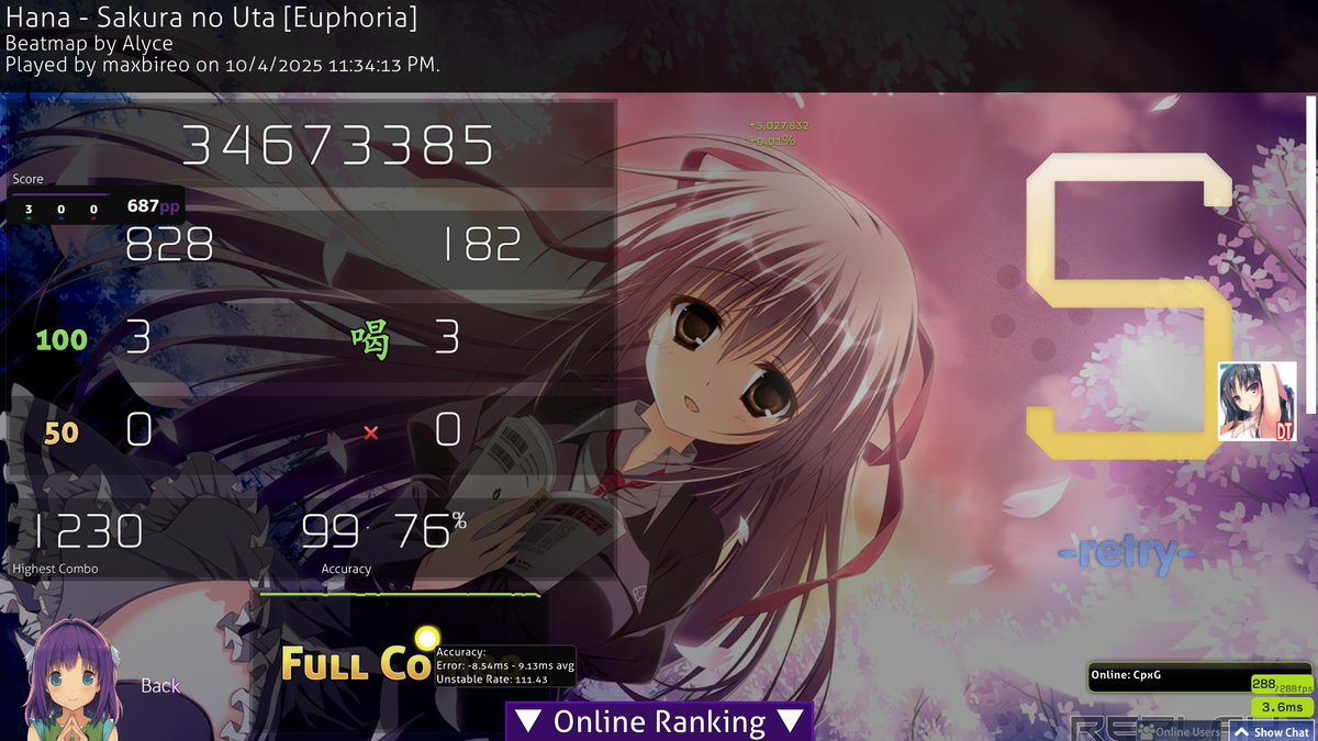 sakura no uta 3x100 DT FC GG I WON THE MAP