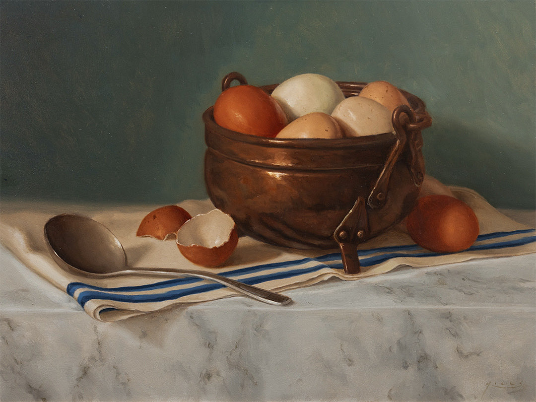‘Farm Fresh Eggs’ 9x12 oil painting available at mrmillsart.com