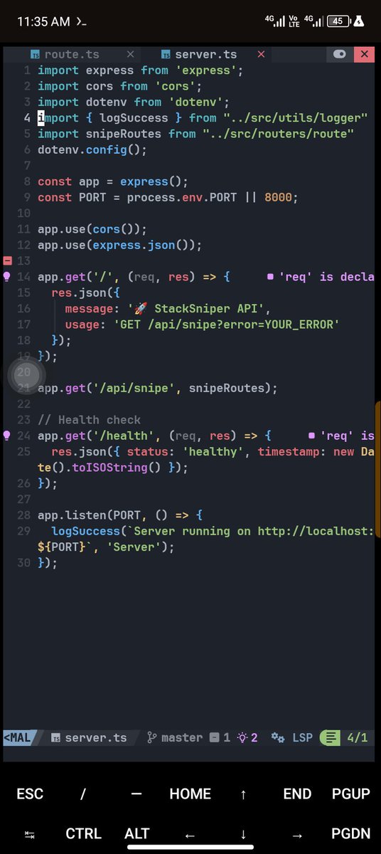 raymondproguy's tweet image. 🚀 StackSniper v1 is almost LIVE!
On @pxxl_space What it does:
Paste any error message
Get top @StackOverflow solutions formatted responses, Zero setup required, Good for quick debugging🥺
Built with Node.js + Express
#debugging #coding #javascript #python #buildinginpublic