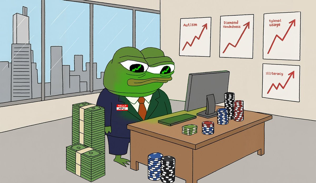 Henlo Frens 🐸

We’ve just raised $300k to onboard an additional market maker who will strengthen our liquidity, clear the path toward Top Tier exchanges and make it easier for our whales’ high-net-worth frens to accumulate $APU in size 💪

On top of that, our poker room at