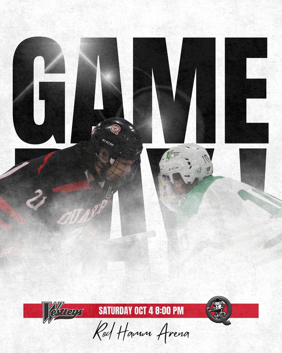 It’s GAME DAY! 

Back on home ice tonight to battle the Westleys.

🕗 Puck Drop: 8:00 PM
📍 Rod Hamm Arena

#QuakersHockey | #GameDay