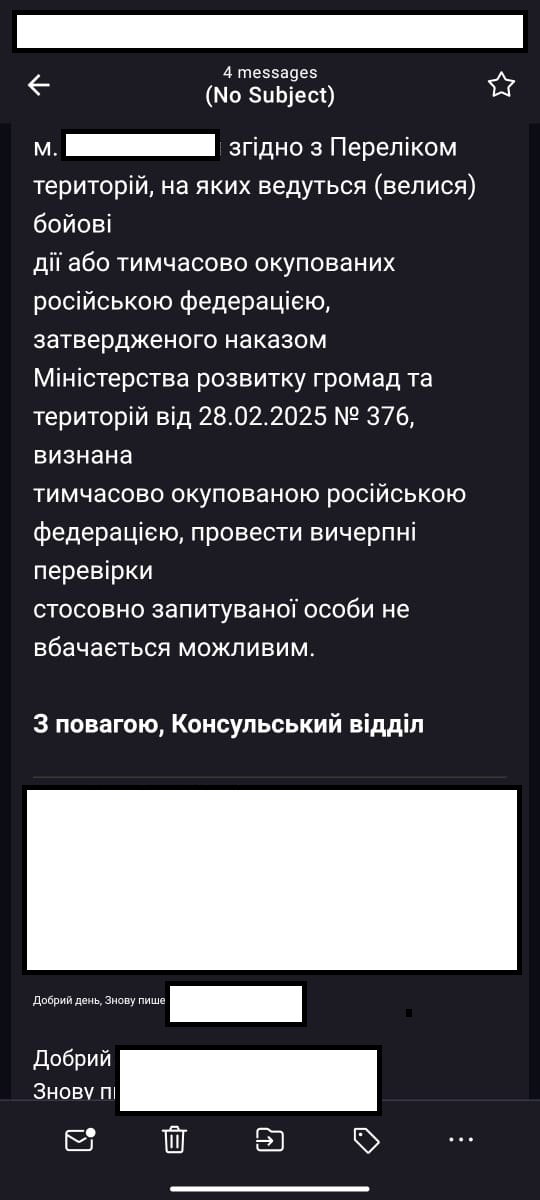 BohdanKrotevych's tweet photo. Вчора мені написали за ще один випадок. Прямо зараз спілкуюсь з дівчиною. За її згодою викладаю частину її звернення до держ установ України, та частину моєї з нею переписки.  І "електрону" сука відповідь  "з повагою" блять консульства МЗС в одній з країн. Скільки ж сука в мені ненависті, ви не уявляєте.