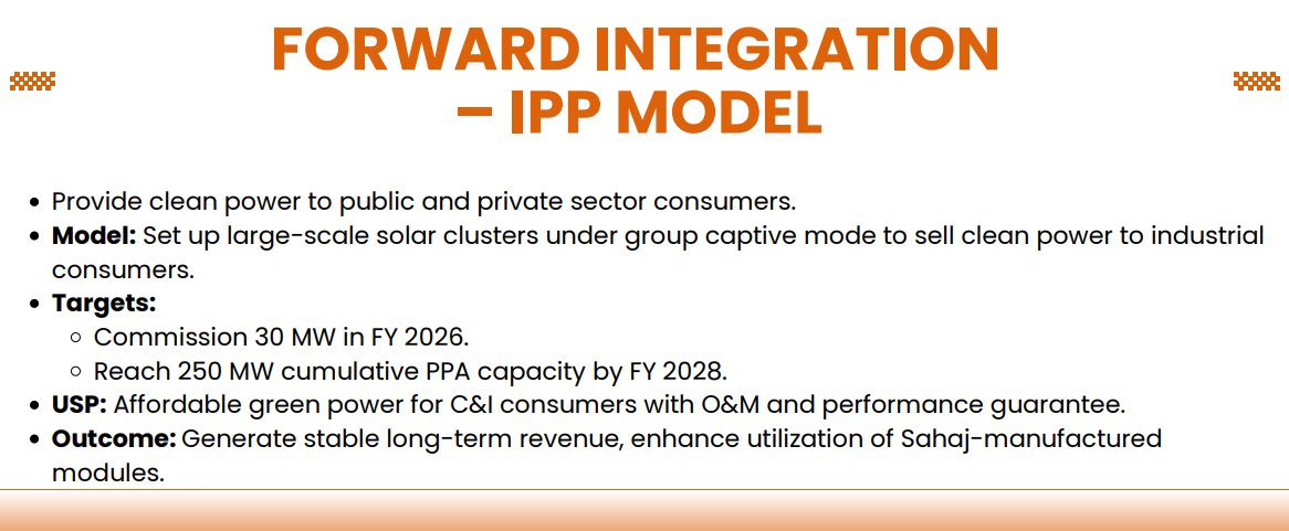 eswar14200272's tweet image. #SAHAJSOLAR Sahaj Solar Ltd 

3-Year Growth Plan (2025-2028):

Vision: Build an integrated, sustainable, scalable clean energy conglomerate, leveraging subsidiaries to lead solar transition in India and emerging markets.

Key Strategies
Product Growth:
•Solar PV Modules: Expand…