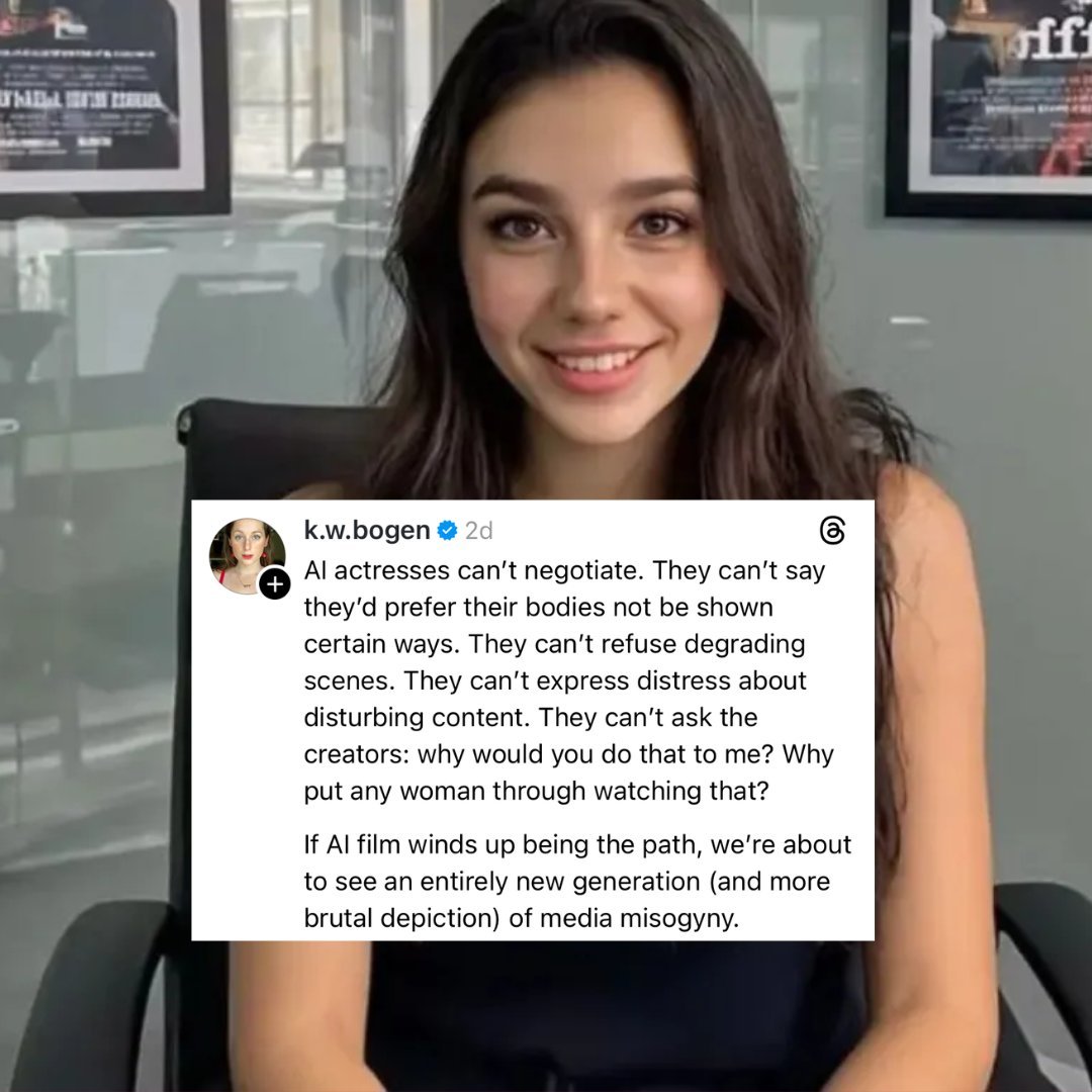 Just seen this. And I think it's one of the most important points I've seen about this "AI actress."