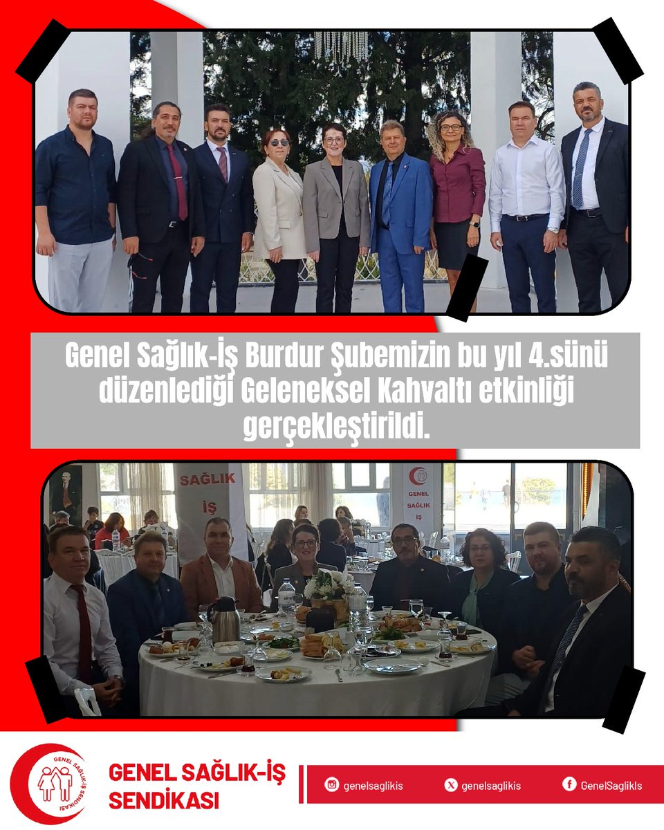 Genel Sağlık-İş Burdur Şubemizin bu yıl 4. sünü düzenlediği Geleneksel Kahvaltı etkinliğine Genel Başkanımız Derya Uğur ve Genel Basın Yayın ve Eğitim Sekreterimiz Ali Kemal Akgül katılım sağlamıştır.
Yaşasın Emek Mücadelemiz!
Yaşasın Birleşik Kamu-İş
Yaşasın Genel Sağlık-İş