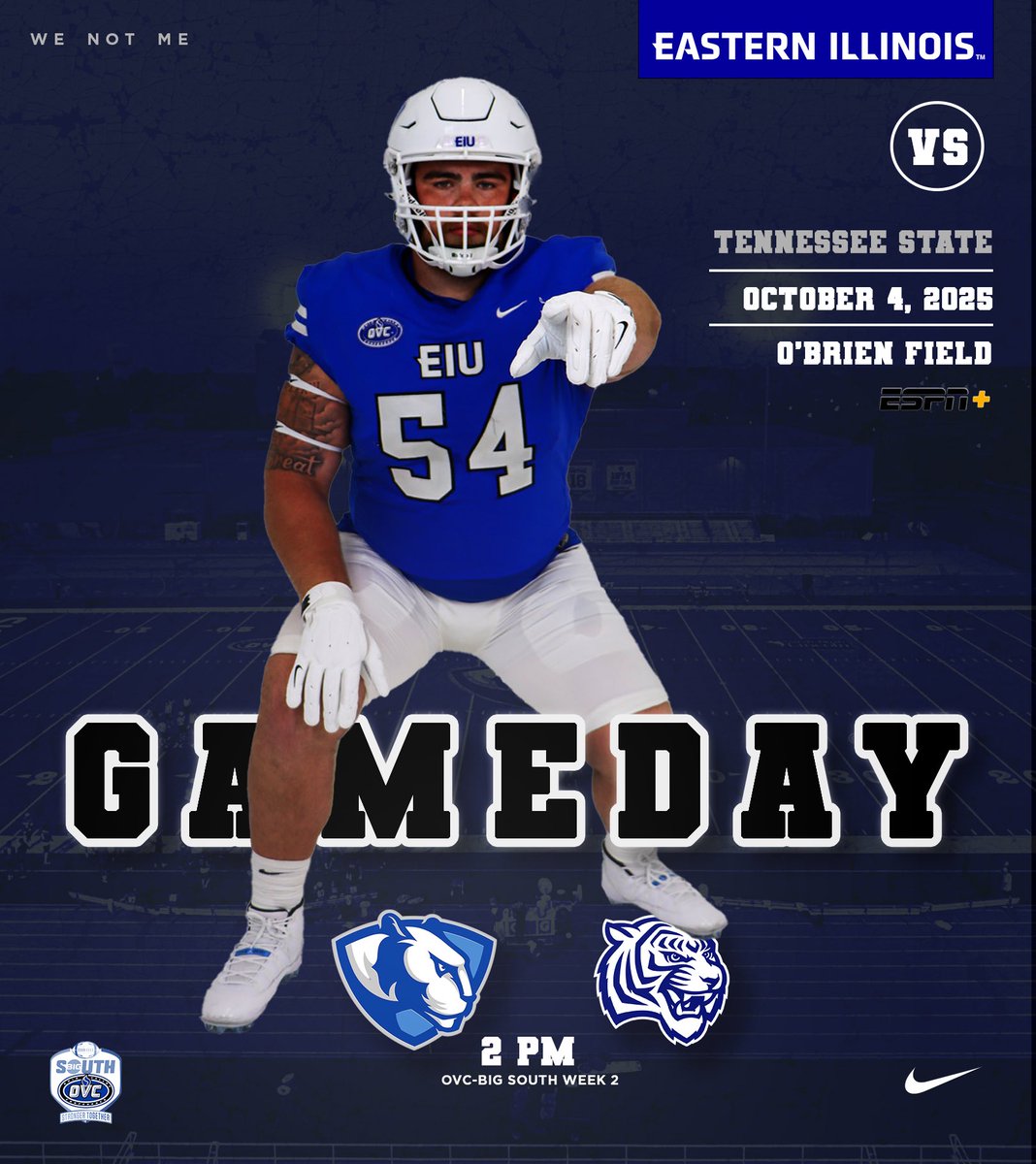 GAME DAY ‼️‼️‼️

⏰ 2:00PM
🏟️ O’Brien Field
📍Charleston, IL
📺 ESPN+
🆚 Tennessee State

#WeNotMe | #BleedBlue | #WinTheDay