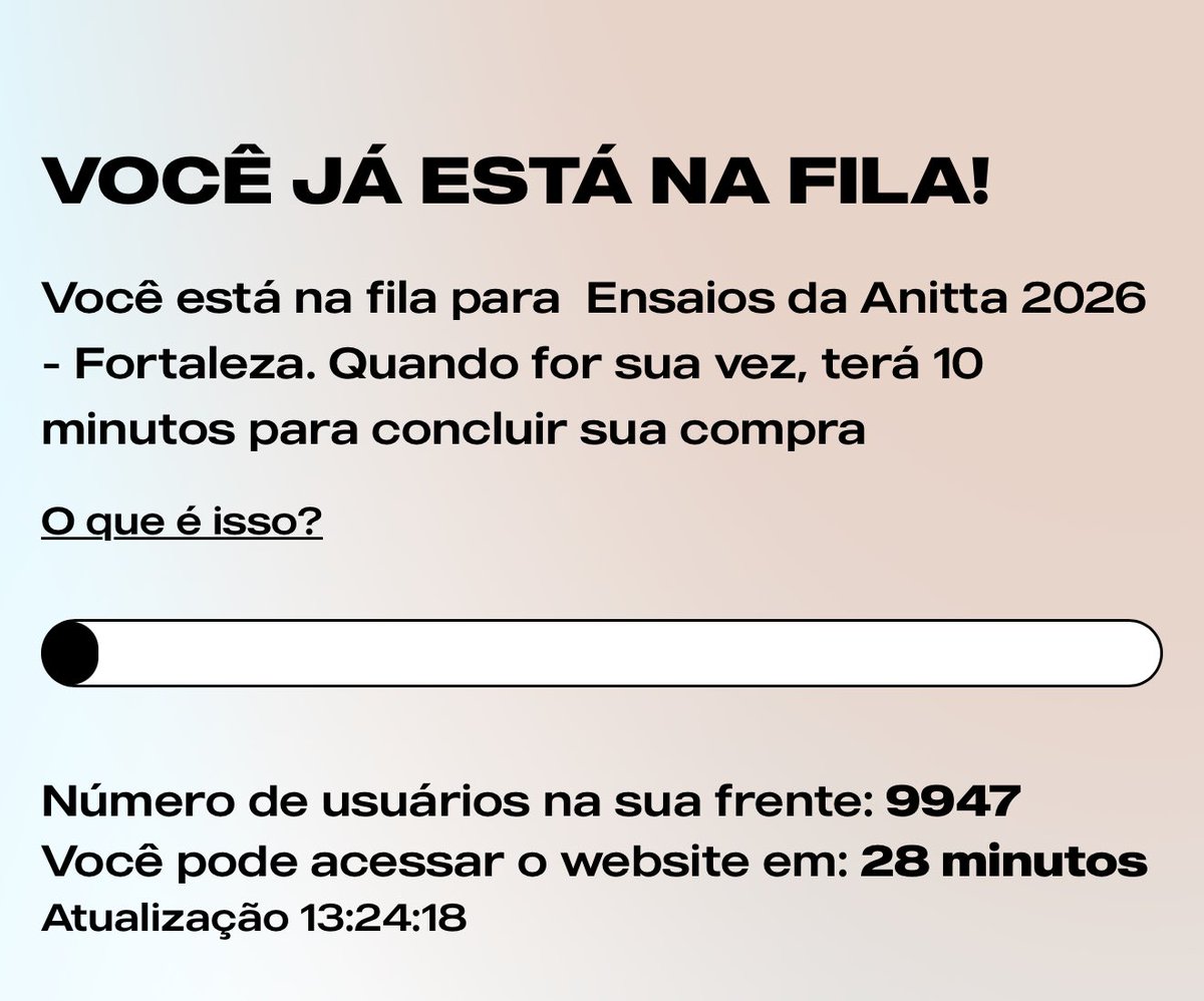 Depois de 1:30 de vendas ainda tem 9.947 pessoas na fila, meu Deus