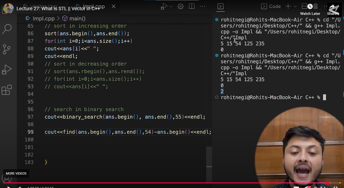codewitharun9's tweet image. Day 11 of my DSA journey with @rohit_negi9 bhaiyaa...
Learn about:
STL and vectors in C++ , practiced hard binary search questions.
#dsa
#cplusplus
#codingjourney