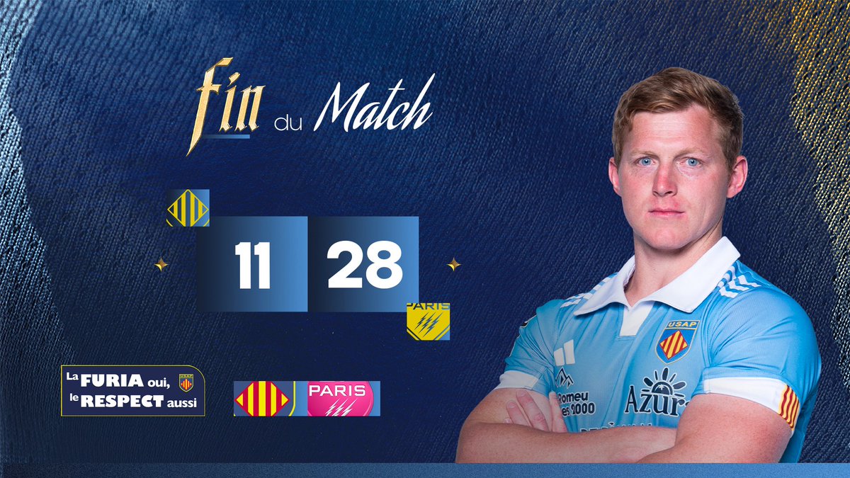 usap_officiel's tweet photo. ⏹️ 𝗙𝗜𝗡 𝗗𝗨 𝗠𝗔𝗧𝗖𝗛
USAP - 11 🧮 28 - Stade Français
#le5eelement https://t.co/JdYQHIG4hu