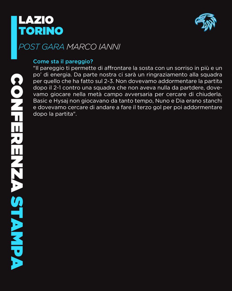 SpaceLazio's tweet photo. Marco #Ianni in conferenza stampa nel post partita di #Lazio-Torino: https://t.co/2Q8nnkU2YI