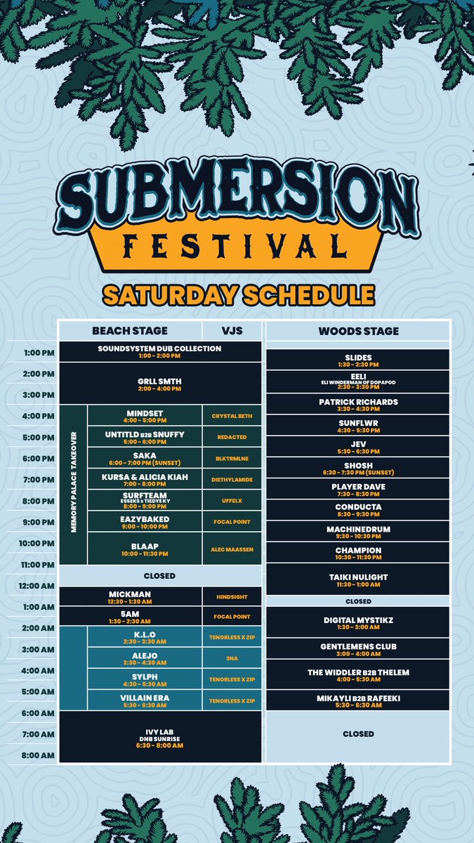 Submersion_Fest's tweet image. Saturday schedule! Lesgettit