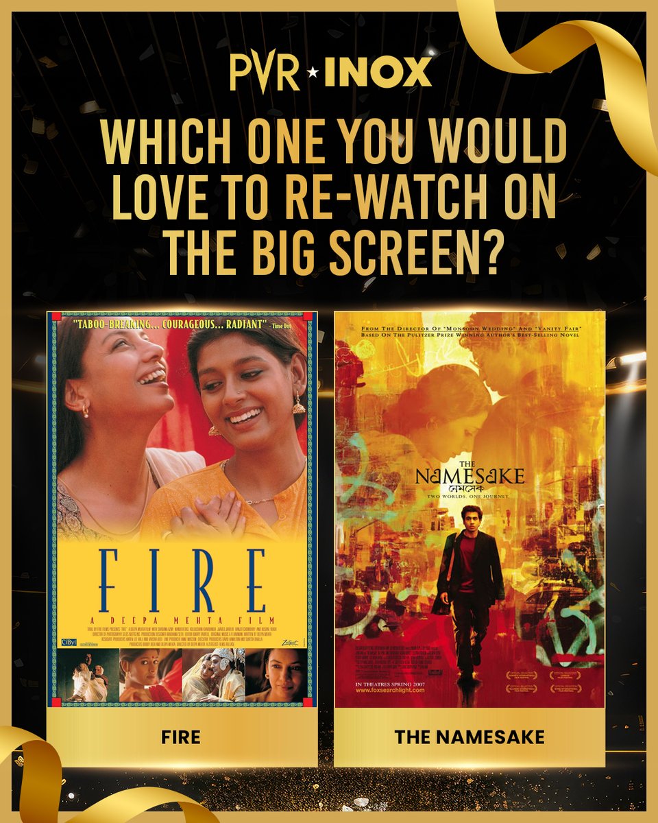 INOXMovies's tweet photo. Two movies, one choice! 📷
Which one would you love to watch once again on the big screen? 📷📷 Comment and let us know!
.
.
.
#Fire #TheNamesake #ShabanaAzmi #NanditaDas #IrrfanKhan #KalPenn #Tabu https://t.co/N01U8RC0g5