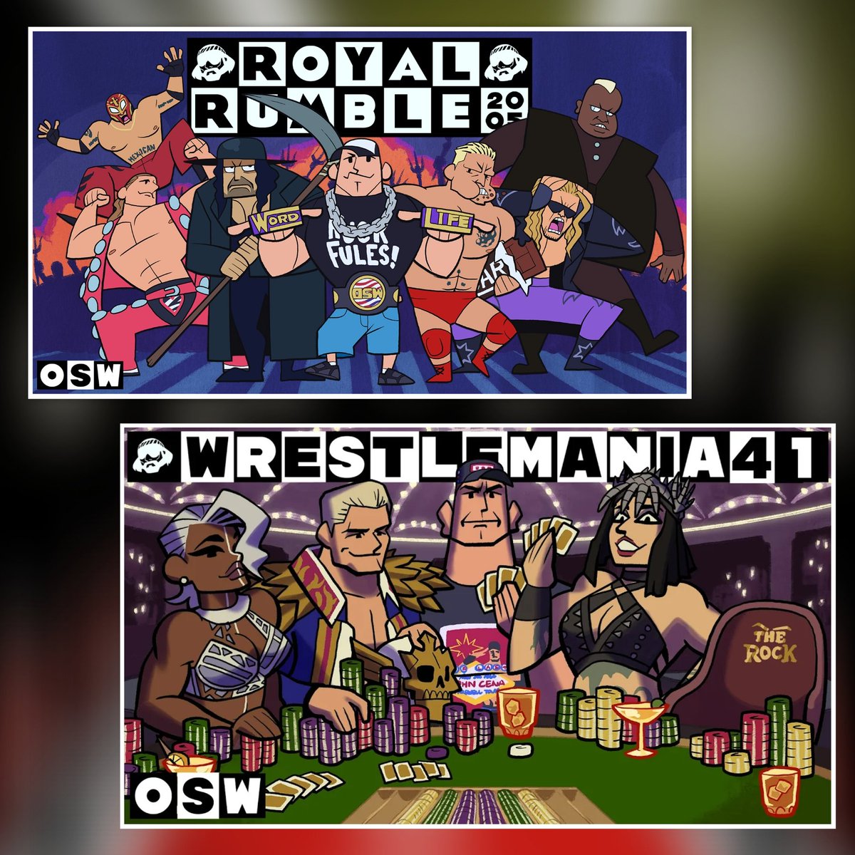 Sure! It's roughly the right era (well, slightly late) Cartoon Network has such a fun and striking/recognisable aesthetic. With Cena starting his big babyface run on top, felt fitting 🙂