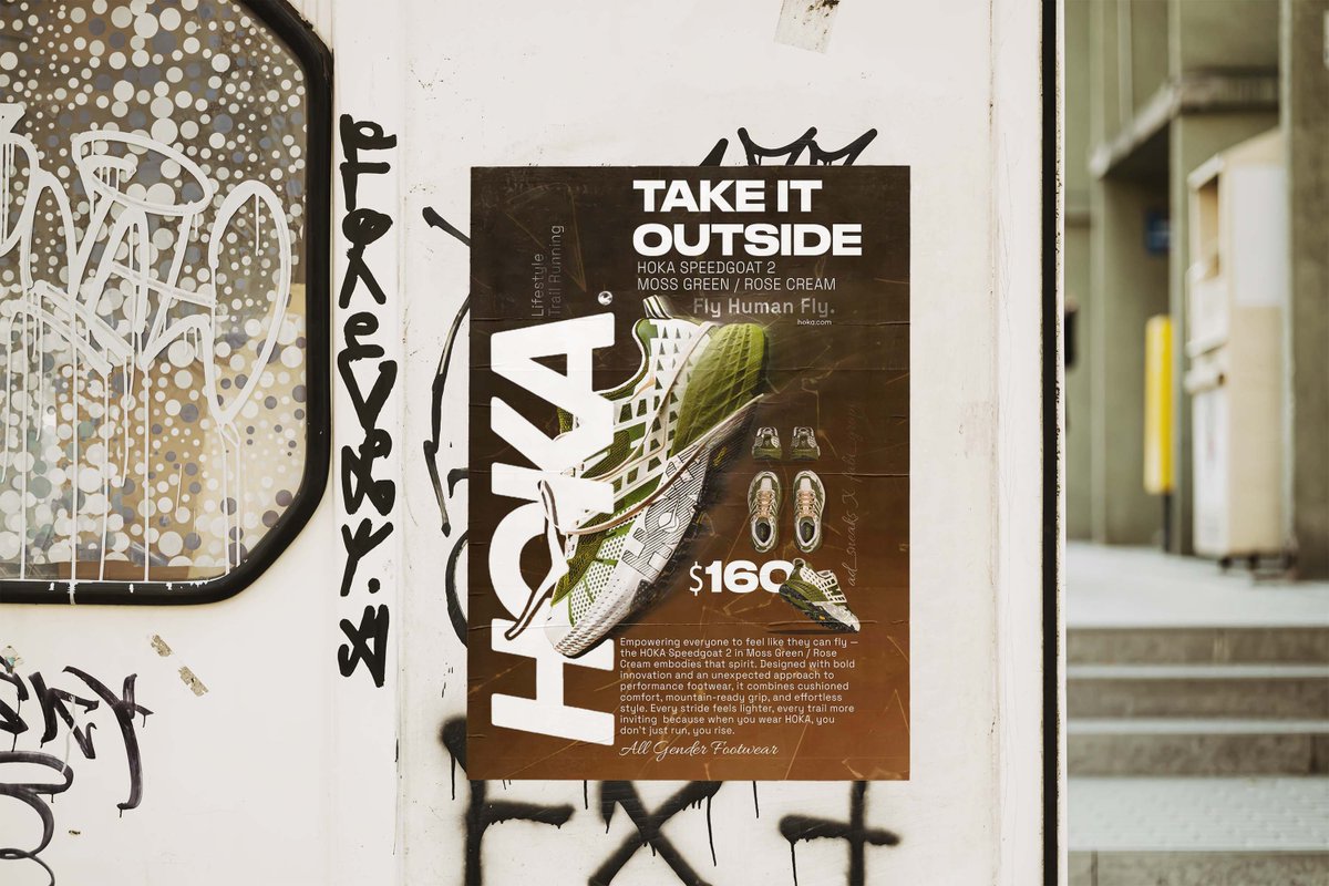 fabi_graphix's tweet image. Day 3 Sneakers Poster : The HOKA Speedgoat 2 - born to make every step feel like flight. 🚀 #HOKA #Speedgoat 
Photo credit @ad__sneaks 

Hopefully one day i get to rock of these incredible sneakers ✌🏾
#posterdesign  #36DaysSneakerPoster 
#designseries #posterseries
