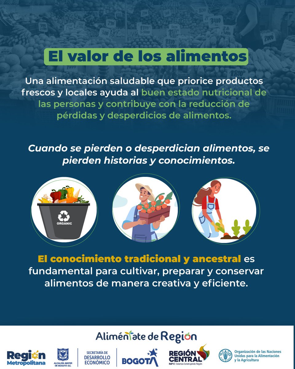 #AliméntateDeRegión |✨ Los alimentos tienen un valor que va más allá de la mesa: guardan historia, tradición y conocimiento ancestral. Honrarlos es reconocer el trabajo campesino y reducir su desperdicio
🔗 fao.org/colombia/notic…

<a href="/SomosRegionMBC/">Región Metropolitana Bogotá - Cundinamarca</a> <a href="/DesarrolloBta/">Secretaría Desarrollo Económico</a> <a href="/LaRegionCentral/">RAP-E Región Central</a>