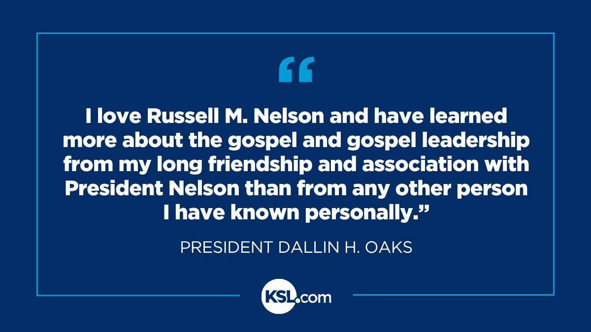 KSLcom's tweet photo. President Dallin H. Oaks addressed the worldwide congregation as President of the Quorum of the Twelve Apostles of The Church of Jesus Christ of Latter-day Saints during the Saturday morning session of the church’s 195th Semiannual General Conference. In his remarks, he paid tribute to his predecessor, President Russell M. Nelson.