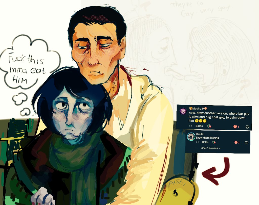 hahah watch ghe artstyle progressively turning worse in each drawings 

#noimnotahumanfanart #noimnothuman #coatguy x #barguy #coatbar #seductivewomen #fypシ #idk #ninahtwt