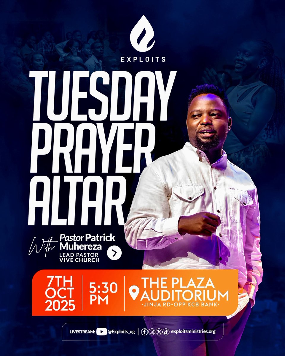 exploitsug's tweet image. We’ll be hosting Pastor @patrezah, the Lead Pastor of @thevivenation this coming Tuesday at 5:30PM at the Plaza Auditorium, Jinja road. Please come along with someone.