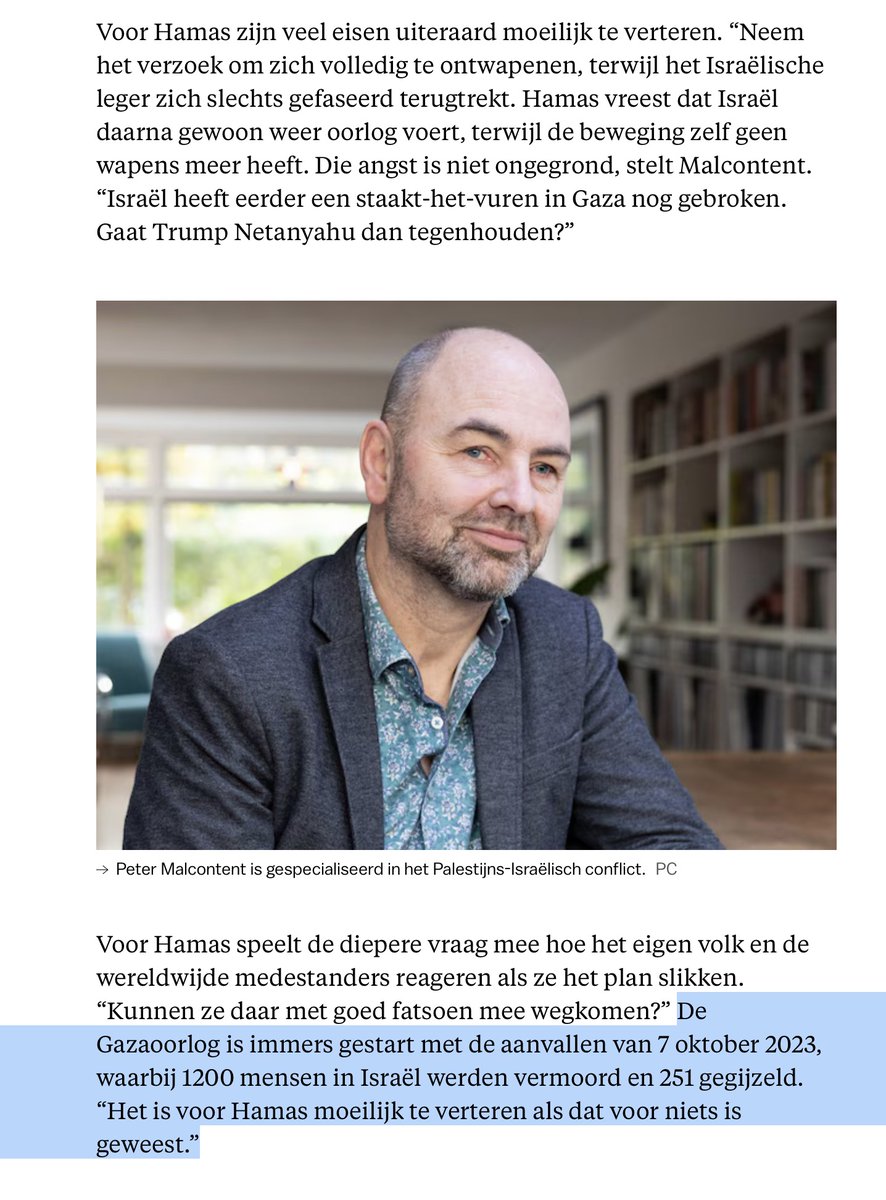 Peter Malcontent in voormalige verzetskrant Parool is namens Hamas bang dat alles voor niets is geweest...