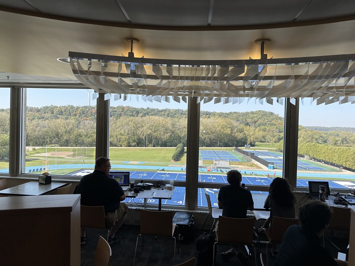You’re looking LIIIVE from the cafeteria/press box as ⁦<a href="/WartburgFB/">Wartburg Football</a>⁩ plays Luther for the last time in the foreseeable future. Countdown to Kickoff Show at noon, kick at 1 on KWAY Country AM 1470 FM 96.3. #d3fb