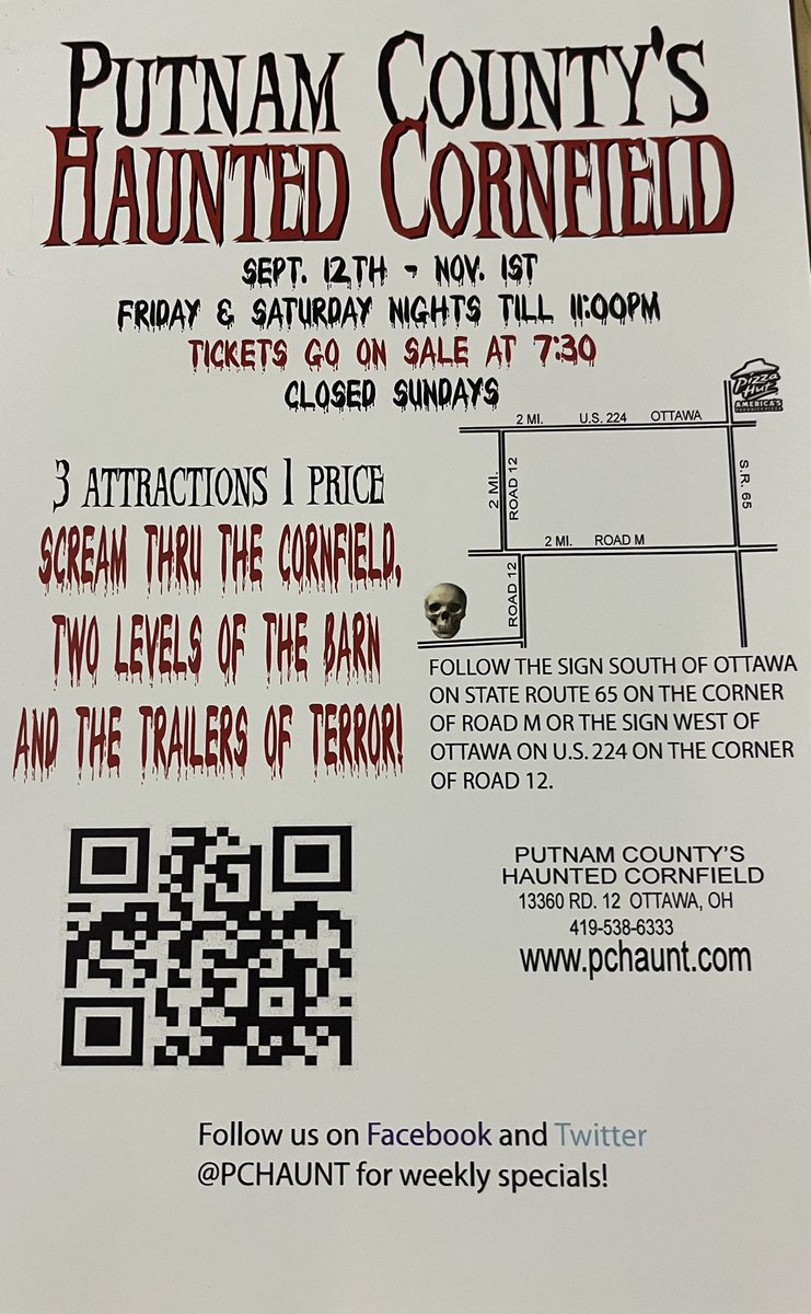 PCHAUNT's tweet photo. Weather looks like it is gonna be beautiful!!!!! What a great time to come out for a great night of fun!  Keep calm and scream on!!  🤡🎃🤡🎃🤡🎃🤡🎃👻👻👻👻 $20 gets you through everything the barn, trailers of terror and the haunted cornfield, all one ticket https://t.co/U8AKUMcqK7