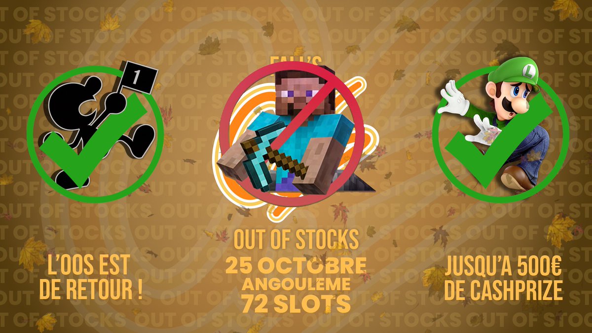 🔴ALERTE INFO

MR. GAME &amp; WATCH ET LUIGI NE SERONT PAS BAN LORS DU FALL’S OUT OF STOCKS DE CE SAMEDI 25 OCTOBRE ❌

En revanche, Steve le sera bel et bien lui. (Faut pas déconner non plus)

Lien du start gg en réponse ⤵️⤵️⤵️