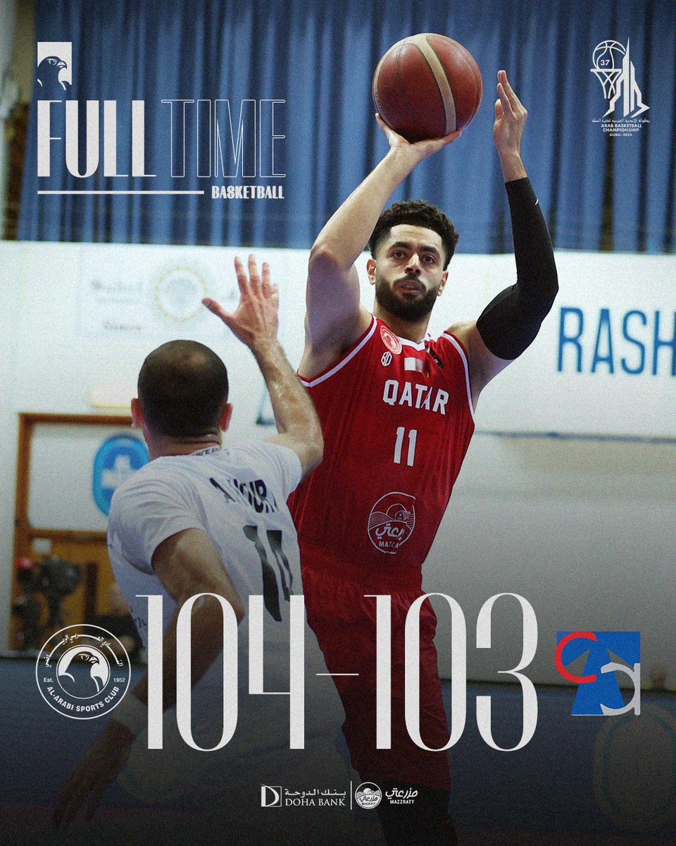 فريقنا لكرة السلة يتأهل لنصف نهائي البطولة العربية للأندية لكرة السلة بالفوز على الانطواني اللبناني في دور ربع النهائي  🏀🦅

#العربي | #سلة_العربي