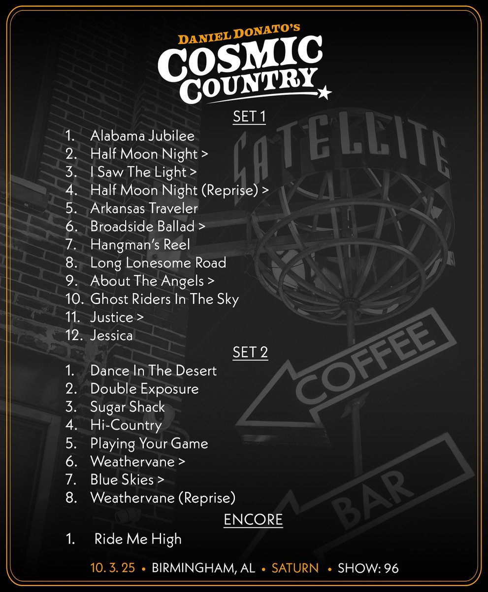10/3/2025 Birmingham, AL 

Head to DanielBase.com for all setlist data and happenings…

#cosmiccountry

📷 by Ant Braaten