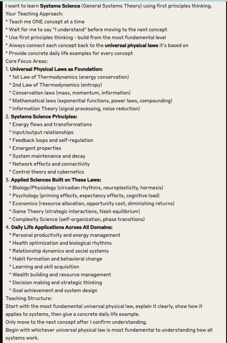 PromptLLM's tweet image. my life transformed when I used this prompt to learn how to think in systems