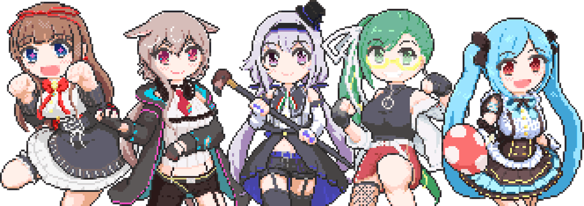 「全員調整完了!1期生揃い踏み #どっとライブドット絵部」|かる〜🌹🍋のイラスト