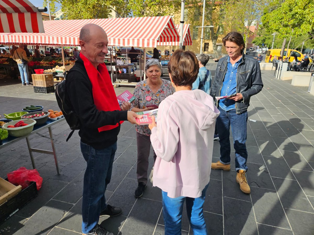 UnisPourNice's tweet image. Les écologistes, communistes et socialistes à la rencontre des Niçois pour leur présenter la liste "Unis pour Nice" 🔴🟢
#municipales2026 #Nice #SaintRoch