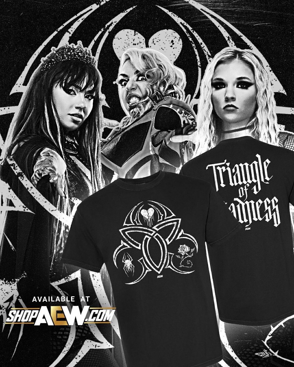 ShopAEW's tweet image. 💔🕷️🌹 Step into the madness.
The official Triangle of Madness 'Rites' shirt has arrived; get yours today at ShopAEW.com
@toxic_thekla @skyebyee @theJuliaHart