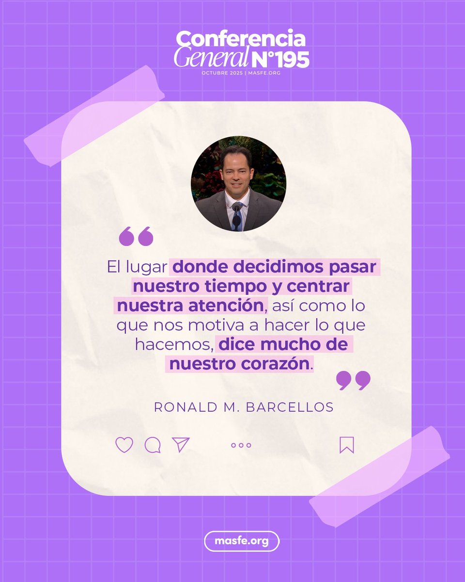 Masfe_org's tweet photo. Estas son las mejores citas del discurso de Ronald M. Barcellos durante la sesión del sábado por la mañana de la conferencia general
#masfe #sud #conferenciageneral195 https://t.co/DB3Pbtb3jL
