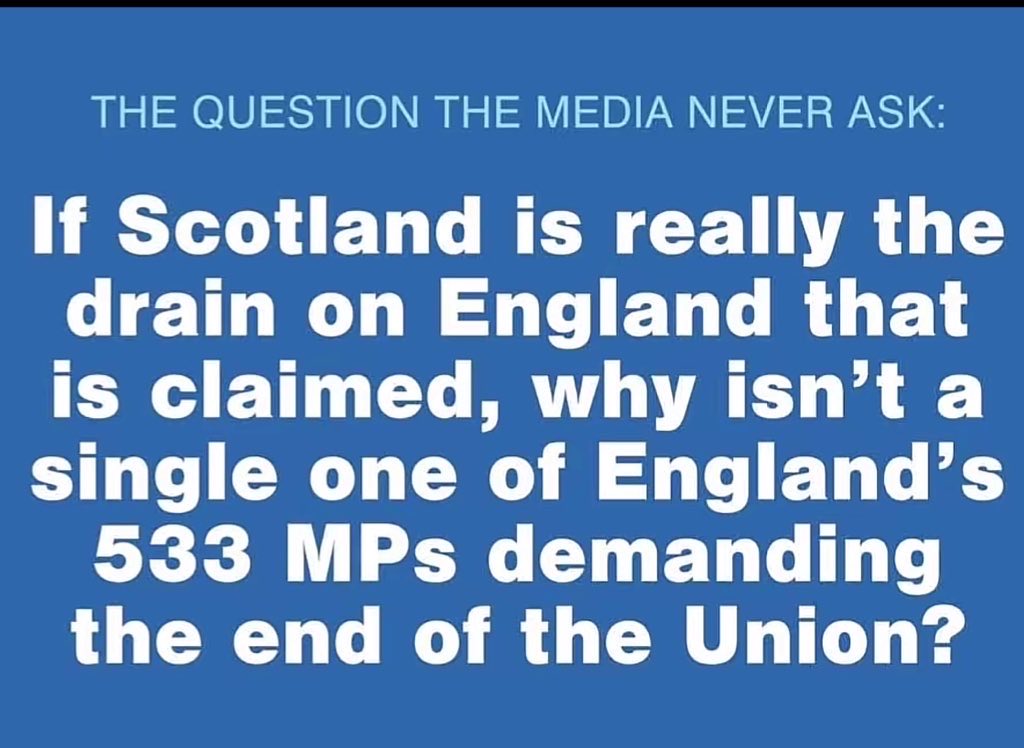 Maybe….

It’s because it’s not in fact a union?🤔

Why would a coloniser want to be ‘part’ of a union?

Colonisers like to control all..

And use them as resource colonies to benefit themselves.

#FreeScotland #EndLondonRule #TheLiesRUnfolding 🏴󠁧󠁢󠁳󠁣󠁴󠁿✊🏼