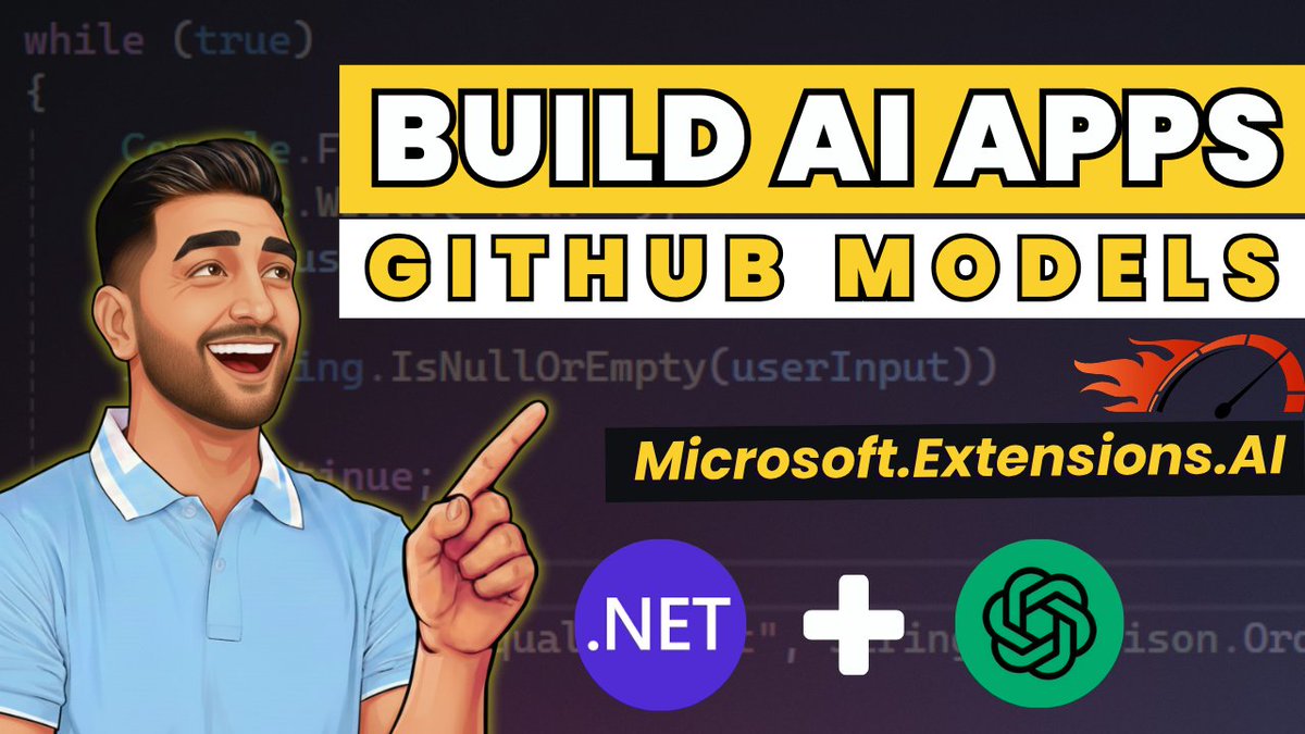 TechPoorna's tweet photo. Build #AI Apps in .NET using #GitHub Models

👉 Watch full video: https://t.co/cGJveAncn8

#Dotnet #devcommunity https://t.co/20RiprzDsA