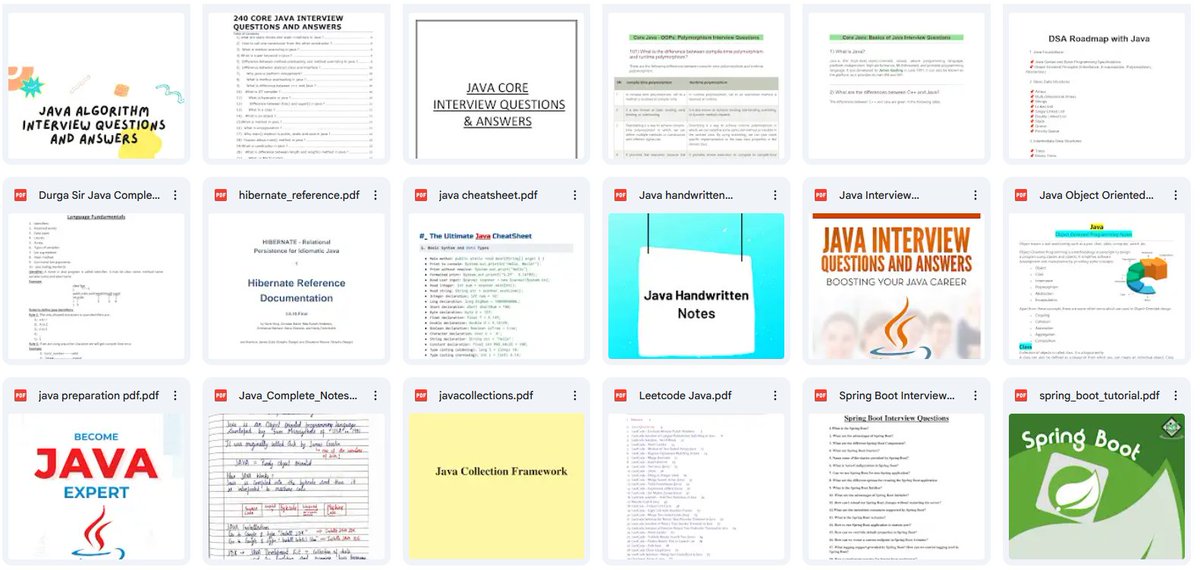 AvinashSingh_20's tweet image. Top Java Resources for Interview Prep & Learning ✅
I’ve curated all essential Java notes & interview resources in one place 📝
Topics include:
✅Java Handwritten Notes
✅Java CheatSheet
✅Java OOPs Concepts
✅Core Java Interview Q&A
✅Java Collection Framework
✅Java…