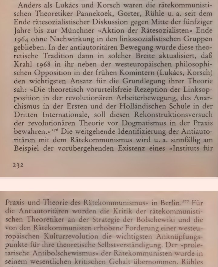 Hans Manfred Bock on the importance of Council Communism for the german radicals of 68.

Especially for Hans-Jürgen Krahl, who through his theoretical foundation of “Lukács, Council Communism and Anarchism” sought to reconstruct a non-dogmatic revolutionary theory and praxis.