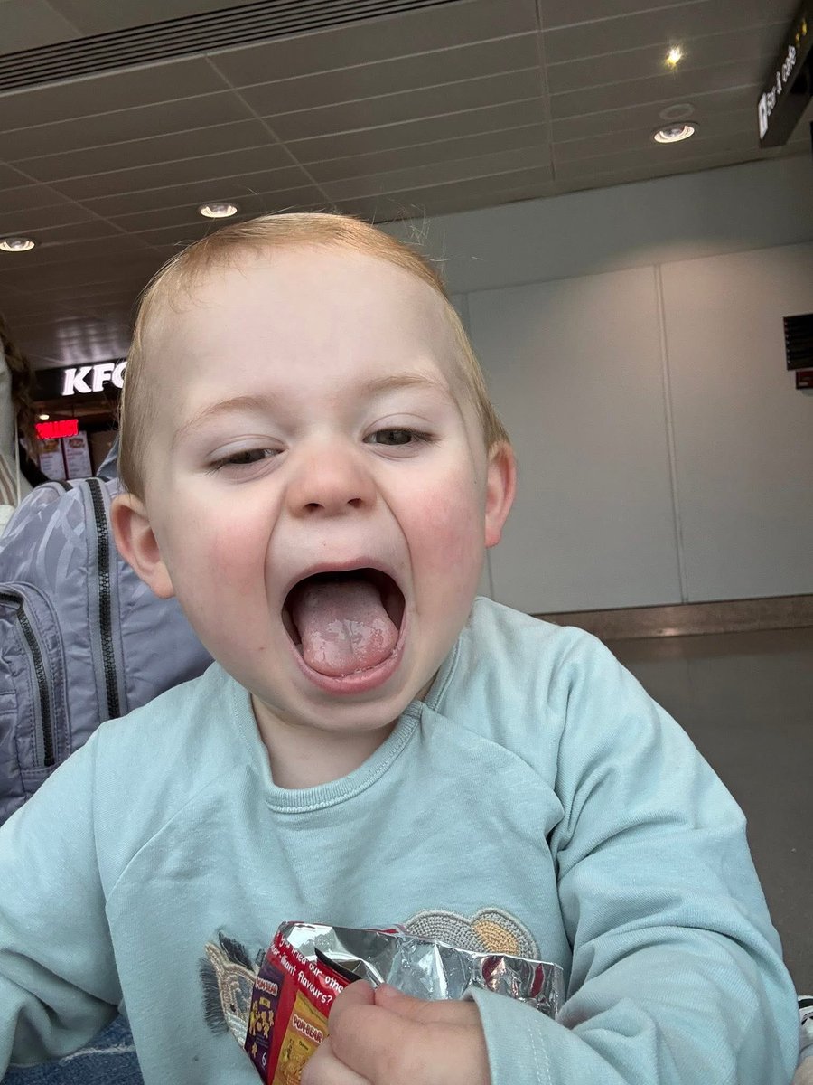 What a day… we left the house at 7:30am &amp; were back through the door at 22:30 when we should be enjoying time in Dublin. 

Got on the plane at 12:30 &amp; after two failed landings, diverted back to Manchester &amp; off at 20:30!!

Toby was such a star &amp; proved he could do long haul ❤️