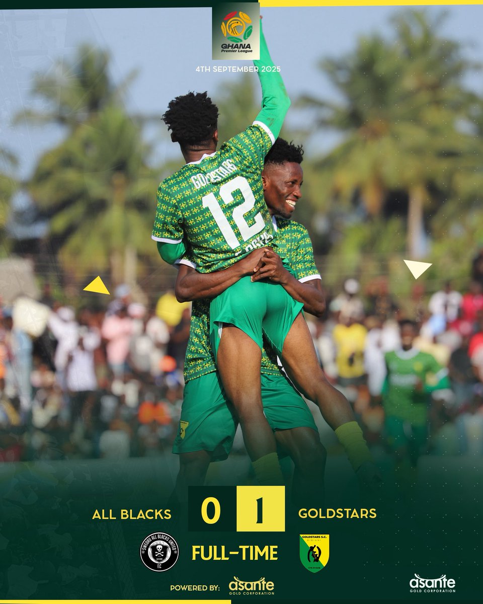 GoldStarsSc's tweet image. ⏰ | FULL-TIME

All Blacks 0️⃣-1️⃣ Bibiani GoldStars SC
⚽️ Michael Nkoah

#GPL #week4 #Miners