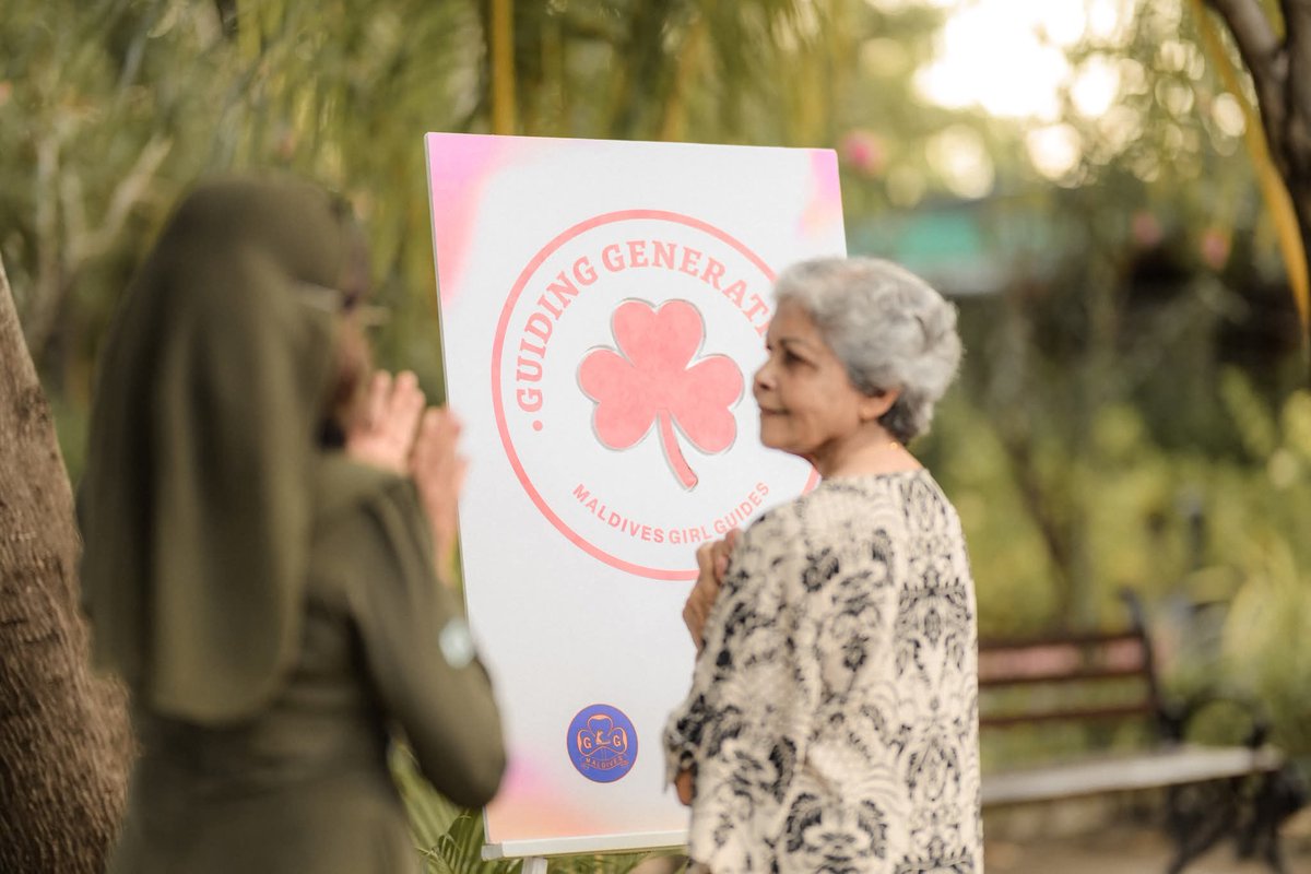 GirlGuidesMv's tweet photo. We were honoured to have Madam Aneesa Ahmed (O.D.R.I) at the launch of #GuidingGenerations. A true role model, she inspired us with her message on bridging generations through compassion, inclusion, and shared wisdom. 💙
#GirlGuidesMv #WomenLeaders #IntergenerationalUnity https://t.co/5rLpdoRp0C
