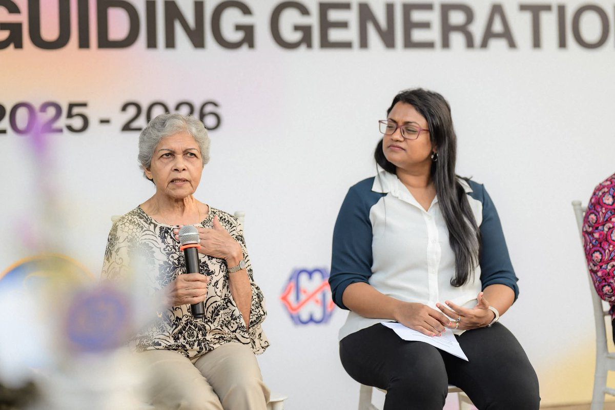 GirlGuidesMv's tweet photo. We were honoured to have Madam Aneesa Ahmed (O.D.R.I) at the launch of #GuidingGenerations. A true role model, she inspired us with her message on bridging generations through compassion, inclusion, and shared wisdom. 💙
#GirlGuidesMv #WomenLeaders #IntergenerationalUnity https://t.co/5rLpdoRp0C