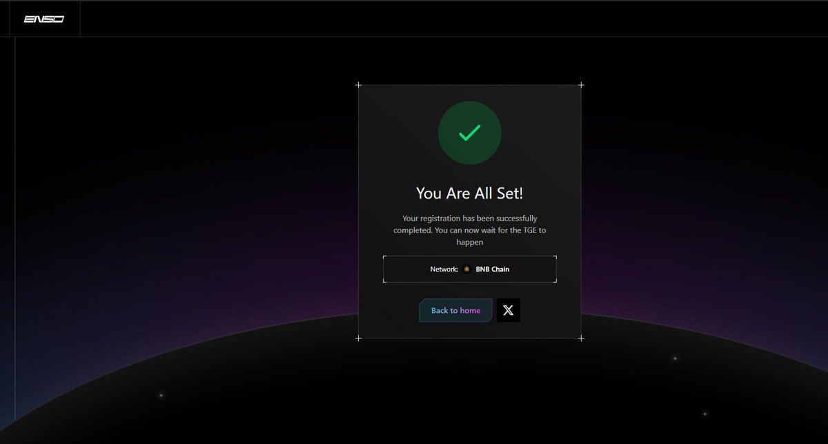 NeverReminded's tweet photo. I just completed the pre-registration for the @ensobuild TGE!

Join the EnsoDrop now: https://t.co/a2C7iYzPY7
Let's gooooooooooo guys
#ENSO #TGE #DeFi #Airdrop https://t.co/mXChU0rnrU